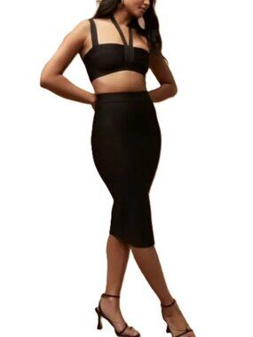 Herve Leger x Forever 21 Blk Bandage High-Waist Midi Bodycon Pencil Skirt XL NWT
